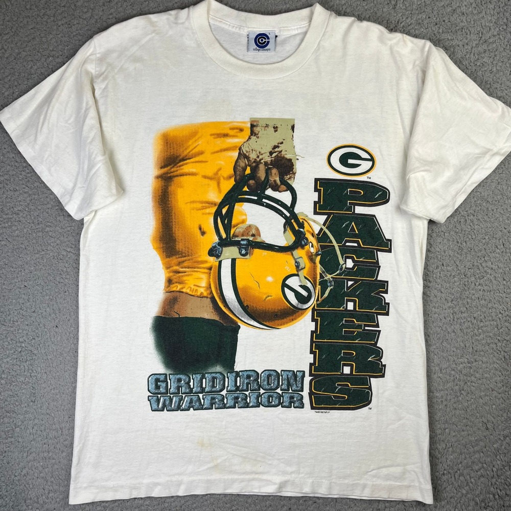 College Concepts Green Bay Packers T-Shirt Mens L White 1997 Gridiron Warrior